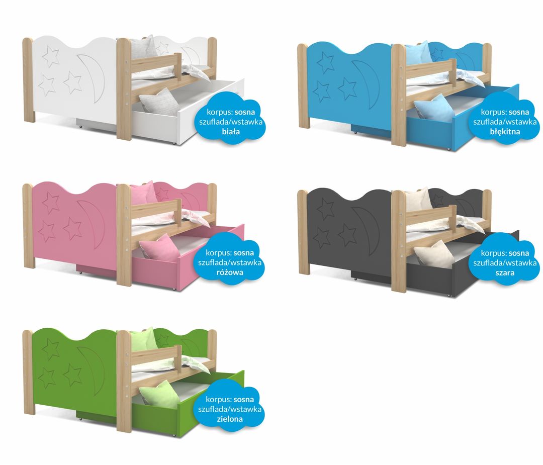 Łóżko dla dzieci MIKOŁAJ 160x80 + szuflada + materac